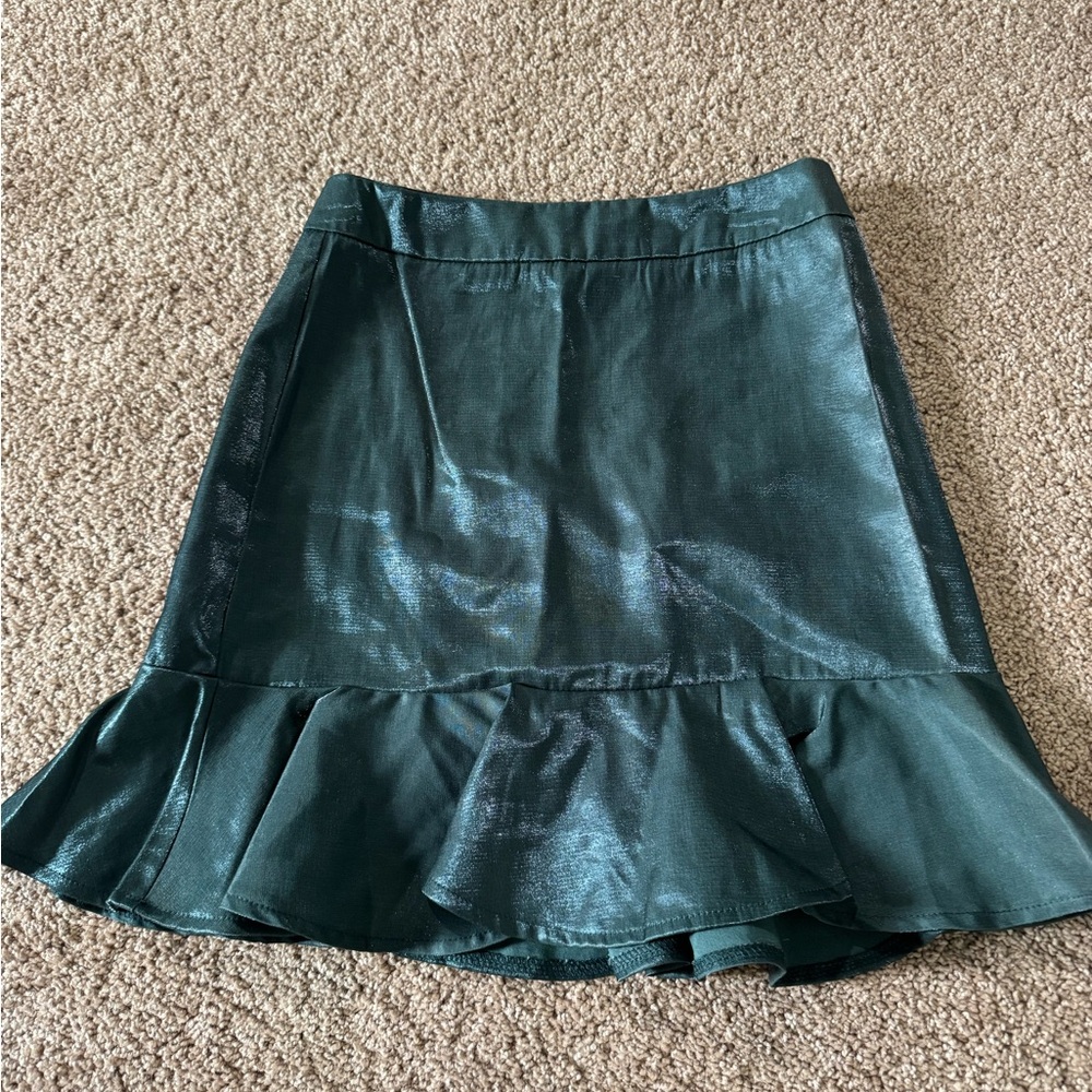 Iridescent green mini skirt